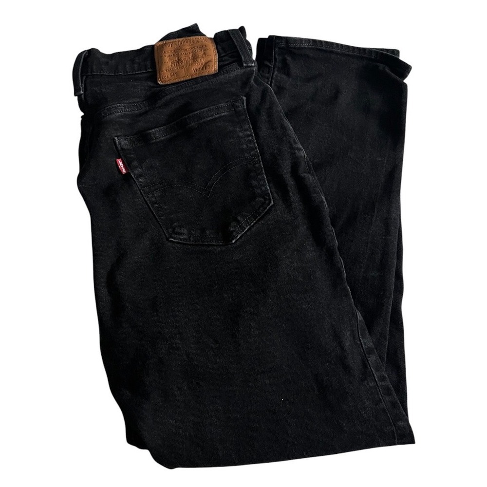 Levis 541 Black Jeans Mens Tag 34x32 (32x30) Athletic Slim Stretch Premium Denim